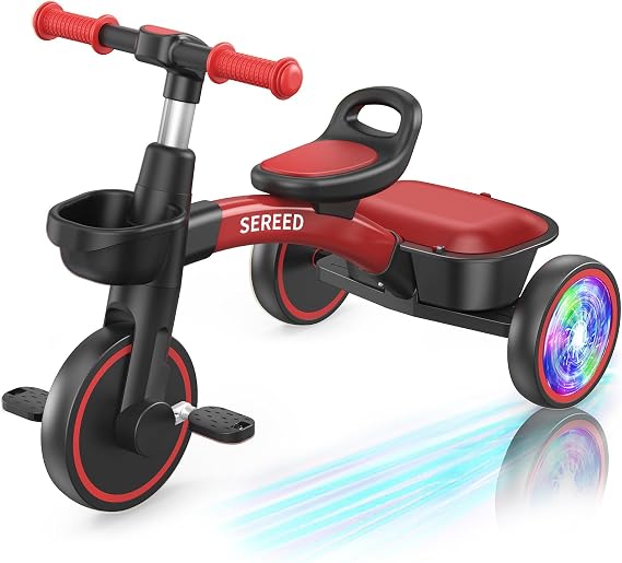 SEREED Colorful Lighting Toddler Tricycle Gift Toy for Ages 2-5 Boys Girls