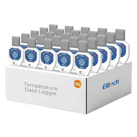 Elitech 100 Pack Temperature Data Logger Single Use 90 Days in-Transit Trip Disposable Temperature Recorder PDF Report Tiny but Elite TinyUSB -10~40C