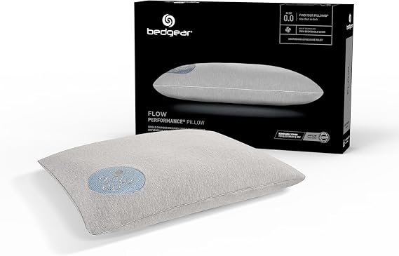 Bedgear Flow Performance Pillow, 0.0 Soft Cooling Pillow for Back, Side & Stomach Sleepers | Breathable Airflow Design with React Foam & React Blend Fill | Hypoallergenic, Washable Cover