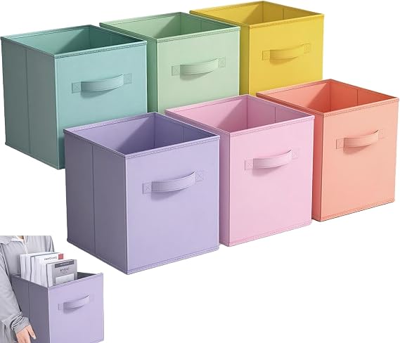 Eidoct Cube Storage Boxes, 6 Pack Foldable Storage Cubes Storage Box