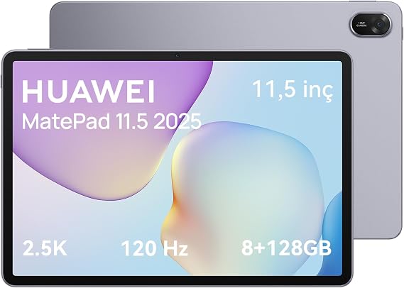 HUAWEI MatePad 11.5 2025 Tablet 2.5K 120Hz Göz Dostu, 8+128GB, 10100 mAh Pil, 40W SuperCharge, WiFi 6, Bluetooth 5.2, HUAWEI Notes, Dörtlü Hoparlör, Uzay Grisi