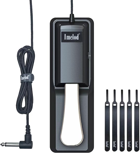 Imelod Digital Piano and Keyboard Sustain Pedals for Yamaha, Roland, Casio, Corg, Bellinger, Moog - Universal Foot Pedal Black
