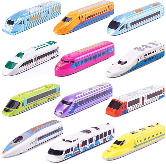 CORPER TOYS Bullet Train Pull Back Toy High Speed City Train Modern Locomotives for Kids Toddle Boys - Bundle of 12