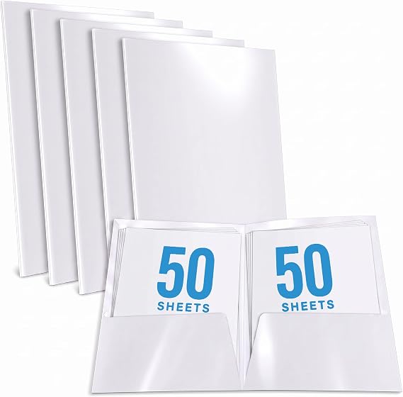 Better Office Products 光沢ラミネートホワイトペーパーフォルダ レターサイズ 25パック ホワイトペーパーポートフォリオ 25枚セット