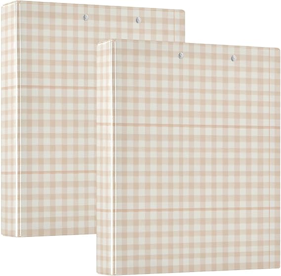 FRODOTGV Brown Gingham 1.5 Binders Three Rings Notebook Binders with Pocket Cover 12 Pack of Binders Aesthetic Binder Hardcover