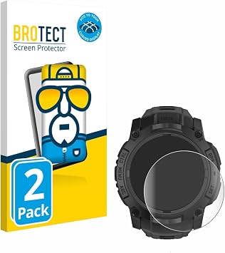 brotect 3D Curved Screen Protector Compatible with Garmin Instinct 3 Tactical AMOLED Edition (50 mm) (2 Pack) - Full Screen Coverage