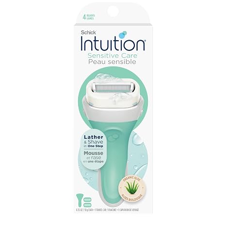 Schick Intuition Sensitive Care Razor for Women with 2 Moisturizing Razor Blade Refills with Natural Aloe