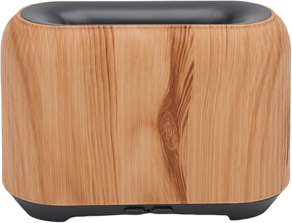 3D Flame Essential Oil Diffuser 150ml USB Aromatherapy Diffuser Desktop Humidifier with LED Colorful Light for Home Bedroom (Light Wood Grain)