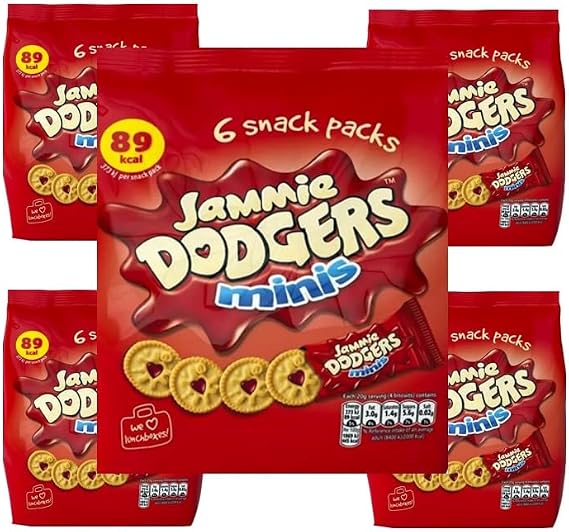 Jammie Dodgers Mini Multipack Raspberry Flavour, Christmas Snack Treat By Snackify | School Lunch box | Perfect Snack's for kids | Brithday gifts for kids 3-13 Years Boys & Girls ((20g x 30 bags))