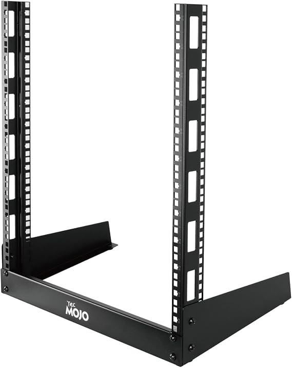 Tecmojo 2 Post 12U Desktop Server Rack Small Open Frame Rack for 19in AV/Data/Audio/Studio Equipment Free Standing Home/Office Rack,Square Hole