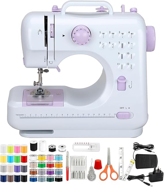 Beginner Sewing Machine Portable mini Electric Sewing Machine for beginners 12 Built-in Stitches 2 Speed with Foot Pedal