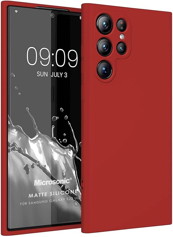 Microsonic Matte Silicone Samsung Galaxy S23 Ultra için Kılıf Kırmızı [Galaxy S23 Ultra ile Uyumlu Kılıf - Kırmızı]