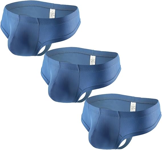 Faringoto Men's Ice Silk Thread Underpants T Pants, Solid Color, Breathable G-string Pants