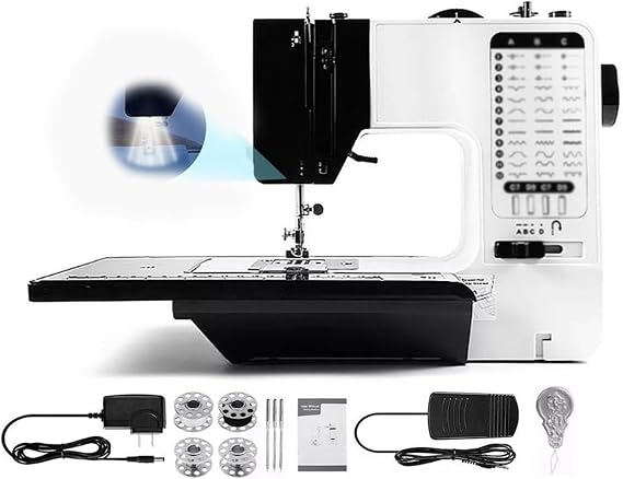 Mini Sewing Machine Sewing Machine Beginners 38 Stitches Multifunctional Electric Sewing Machine Double Thread Sewing Machine with Extension Table Anti-Glare LED Light for Experienced Beginners