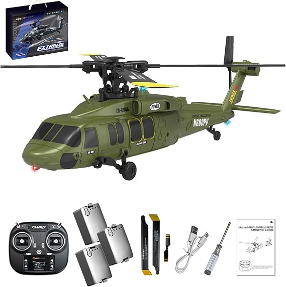 K270 4CH RTF RC Helicopter with Brushless Motor, Flybarless 4-Rotor, Optical Flow & Altitude Hold Remote Control Model Aircraft Adjustable Throttle Gift for Adults(Green)