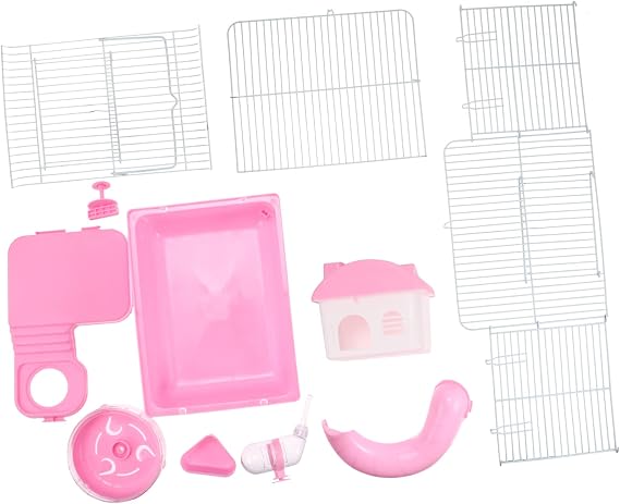 Double Layer Pink Plastic Hamster Cage for Pet Hideout