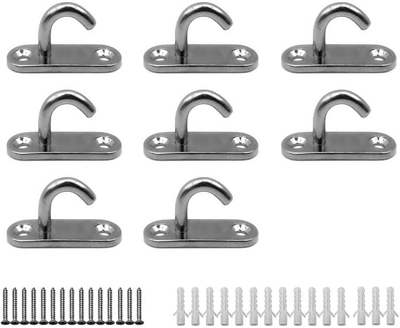 8Pcs Pad Eye Plate Staple Ring Hook Heavy Duty Oval Open Hooks