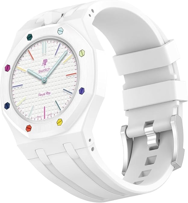Strap Compatible with Swatch Royal Pop,Integrated Strap with Protective case, Silicone Sports Fitness Watch Strap.