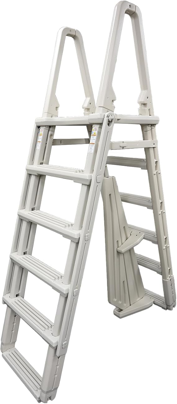 Confer Plastics 7100X Evolution 48" to 54" Adjustable A Frame Above Ground Swimming Pool Entry Ladder with Flip Up and Locking Section for Safety