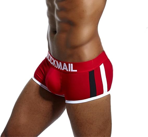 JOCKMAIL Mens Bulge Front Padded Boxer Briefs,Soft Cotton Underwear Double Removable Push Up Cup Trunk One Pack