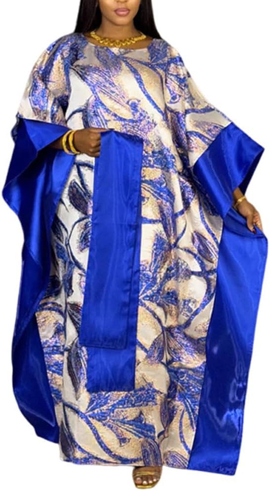 HD Fashion African Jacquard Kaftan Dress for Woman Fancy Party Gown with Headwrap