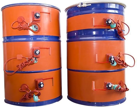 Oil Drum Heater Belt,20L-200L Silicone Heating Belt Insulated Pail Heater,Metal Oil Drum Silicon Heater Barrel Band Heat Pad,Anti-condensation Anti-freeze Heater,Knob Temperature Control 30-150C