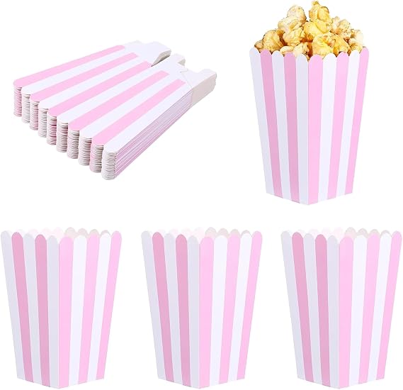 Mini Popcorn Boxes, Pink Small Popcorn Bags, 4.72X2.75In, 20 PCS