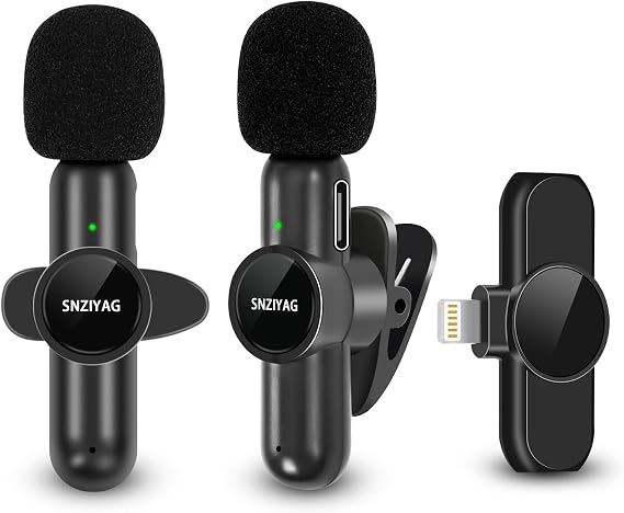 Wireless Lavalier Microphone for iPhone iPad,Plug-Play Wireless Mic for Recording, Live Streaming, YouTube, TikTok, Facebook, Intelligent noise reduction, Auto Sync, No APP（2pcs mic/IOS）