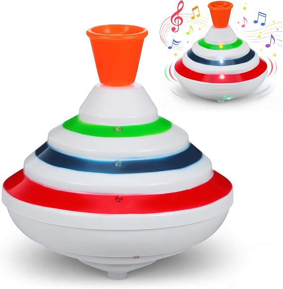 STOBOK Spinning Top Toy with LED and Music Peg-top Hand Spinner Gyro Toy Gift for Kids