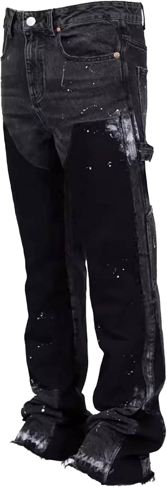 Men's Straight Leg Jeans Distressed Patchwork Denim Pants Stretchy Comfortable Fit