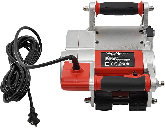 Wall Groove Cutting Machine, 1100W 1600RPM Electric Wall Chaser Handheld Concrete Cutting Slotting Machine with Adjustable Grooving Depth Wall Chaser Groove Concrete Cutting Machine