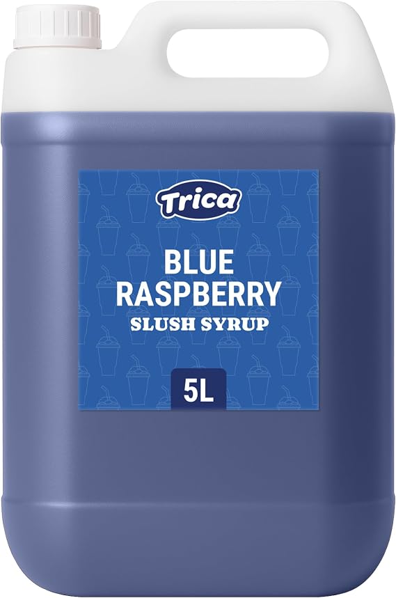 TRICA Blue Raspberry Slush Syrup 5L - Concentrated Blue Raspberry Flavour Snow Cone Syrup for Slush Machines, 6:1 Dilution Ratio, 5 Litres