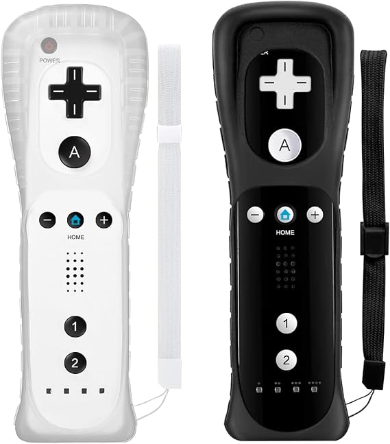 Wii Controller 2 Pack,Remote Controller Compatible with Nintendo Wii/Wii U | with Silicone Case and Wrist Strap,Black and White