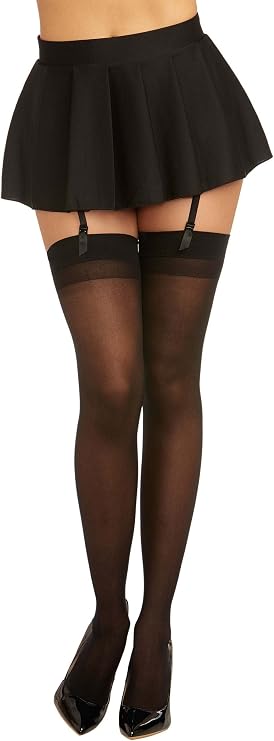 Dreamgirl Womens Sheer Thigh Stockings With Backseam Hosiery, Black