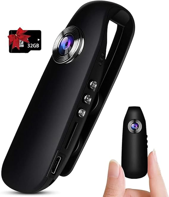 Body Camera with 32GB Memory Card, 1080P FHD Body Cam, Loop Storage, 3-7HR Battery Life Wearable Body Cam for Home and Outdoor