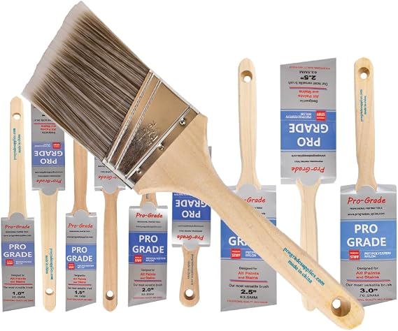 Pro Grade Angle Paint Brushes, Paint Brush Set for Trim & Walls, 10 Pc