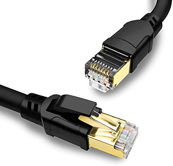 CAT 8 Ethernet Cable 1.5FT, High Speed 40Gbps 2000MHz 26AWG Internet Network LAN Cable with Gold Plated RJ45 Connector for Router, Modem, PC, Switches, Hub, Laptop, Gaming(1.5ft,Black)