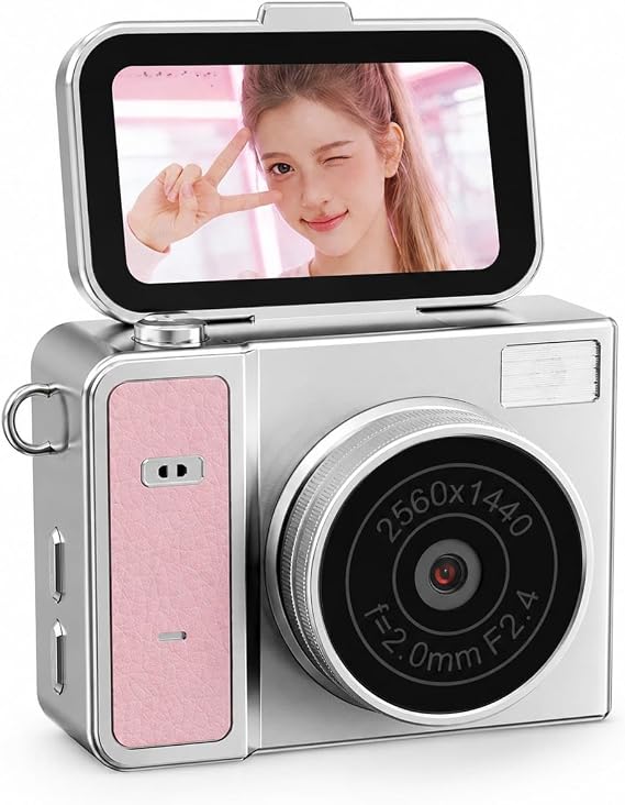 2K Mini Dijital Kamera, 48MP Flip Ekranlı Selfie Kamerası, Retro Tasarım, Vlog ve Fotoğraf için Taşınabilir Kamera
