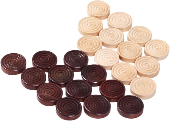 24Pcs Checker Draughts Set Draughts Pieces Wood Checker Drafts Pieces Replacement Stackable Backgammon Chess Pieces