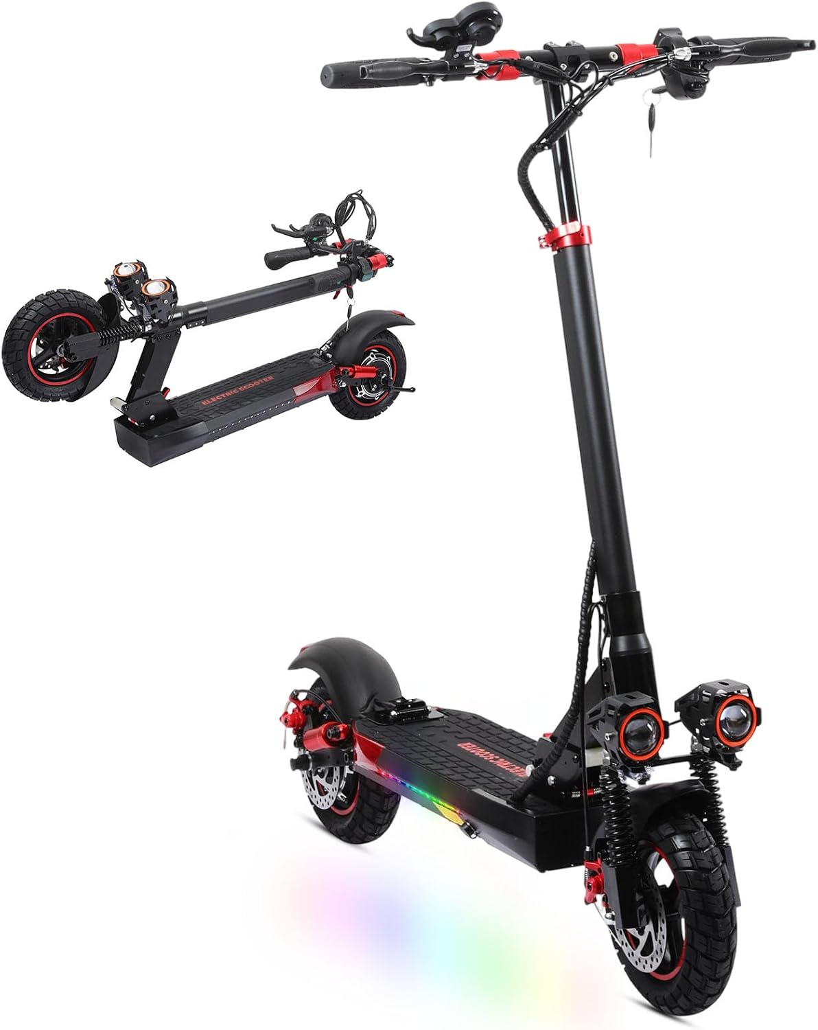 10" Electric Scooter Adults, Powerful Motor up to 40-45km Range 48V15Ah Battery,3 Speed Modes Dual Brakes Multi-Shock Foldable Aluminum Alloy E Scooter Load Capacity 150Kg