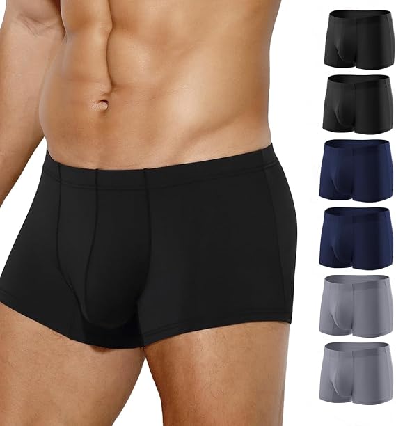 Men's Boxer Briefs 6 Pack, Mens Sexy Breathable Mens Trunks Underwear Silky Boxer Briefs