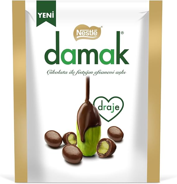 Nestlé Damak Sütlü Çikolata Kaplı Antep Fıstıklı Draje, 50 g, 1 Adet