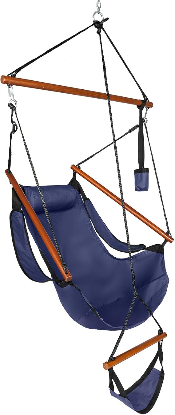 Hammock Air Chair, Swing Hanging Chair, Oxford Cloth Hanging Chair 220lbs Capacity for Indoor Outdoor, Seaside Courtyard (Blue)