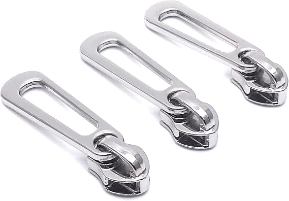 Goyunwell #5 Metal Zipper Pulls 40pcs Silver for Nylon Zippers Purses Bag | Nylon Zipper Sliders for Handbag Crossbody bag Luggage Backpacks Tent Clothing Sewing Tailor DIY Craft Making Heavy Duty