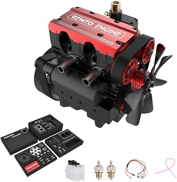 SEMTO ST-NF2 L2 Engine Model Kit That Runs, 7.0cc Mini Inline Double-Cylinder Four-Stroke Air-Cooled Interal Combustion Engine Model That Works Experiment STEM (with Starter Kit)