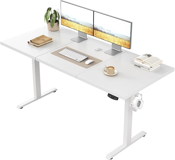 Klicelor Electric Standing Desk, 2 Memory Buttons for stand & sit, 140x60