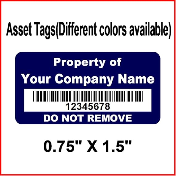 Asset Tags Barcode - Asset Labels - Custom (100)