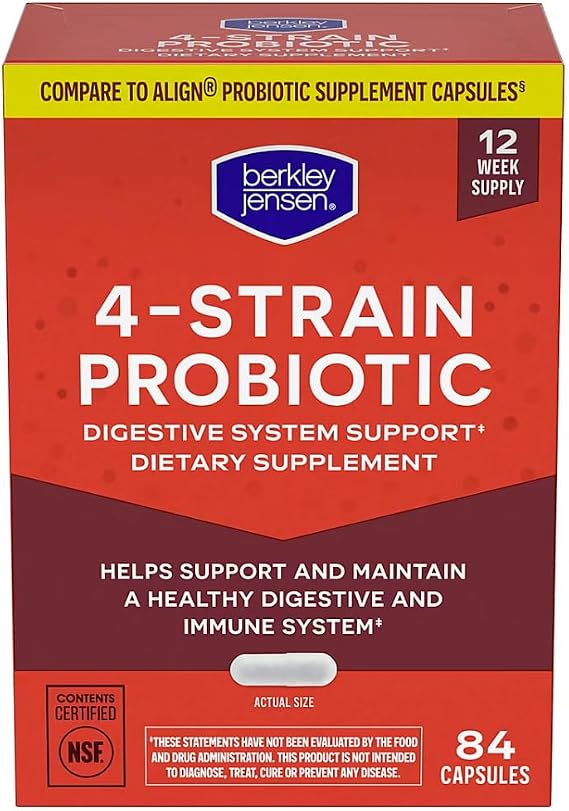 berkley jensen Probiotic for Women and Men, Probiotics for Digestive Health, Men and Womens Probiotic Capsules, NSF Certified, Compare to Align (84 Count (Pack of 1))