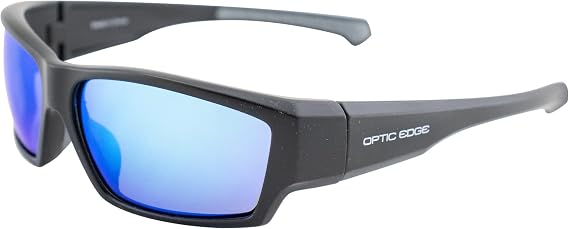 Freelance Wraparound Sports & Motorcycle Sunglasses for Men or Women Matte Black Frame w/Dielectric Blue Mirror Lens