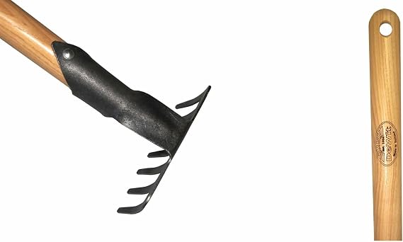 DeWit Junior Garden Rake Lightweight Long-Handle Rake for Kids & Seniors Durable Boron Steel & Ash Wood